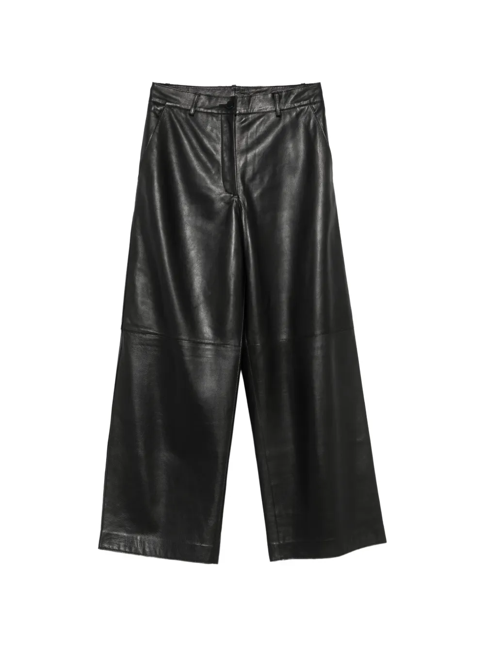 P.A.R.O.S.H. Lederhose mit weitem Bein - Schwarz