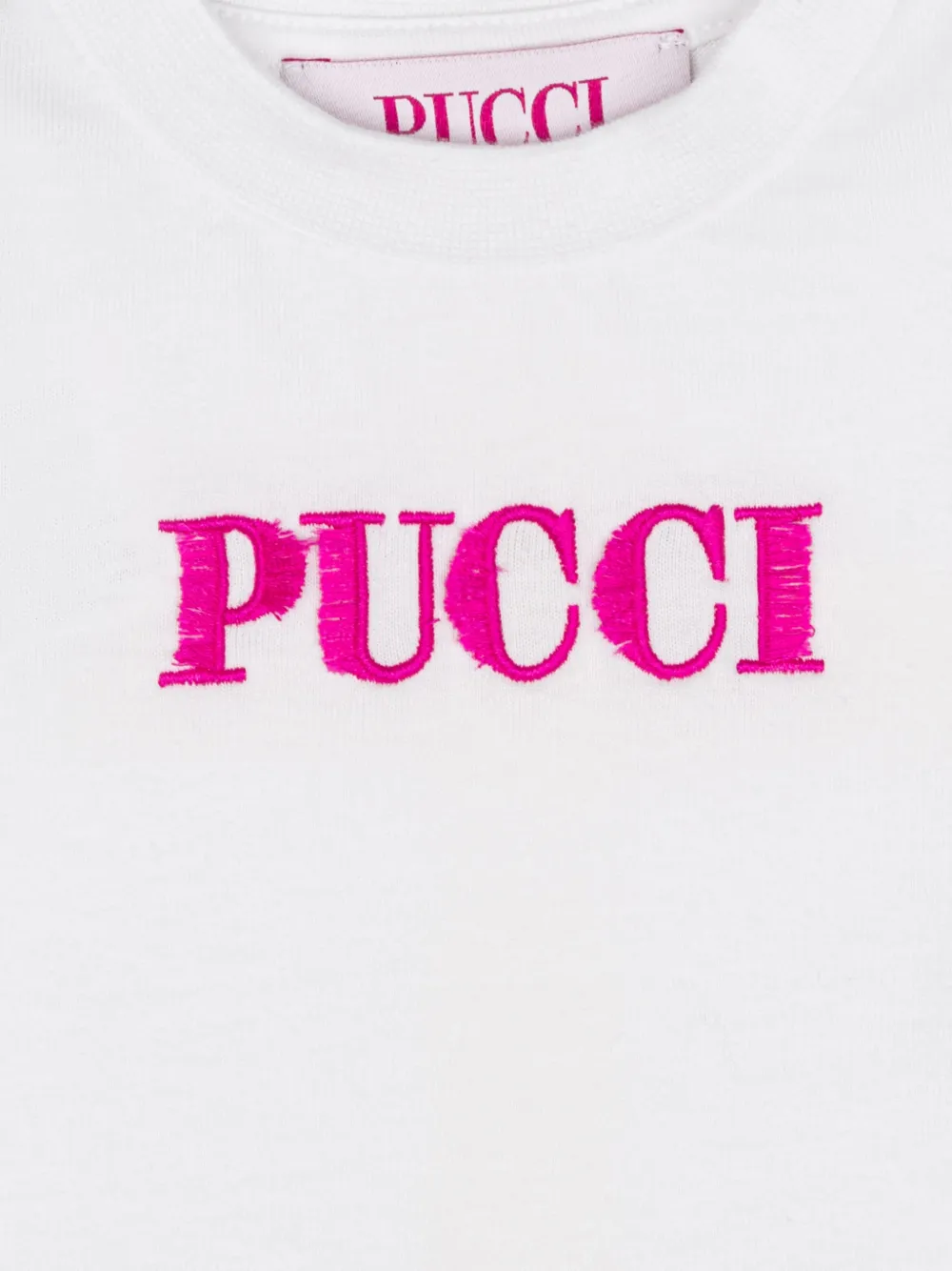 PUCCI Junior T-shirt met geborduurd logo en Marmo-print Wit