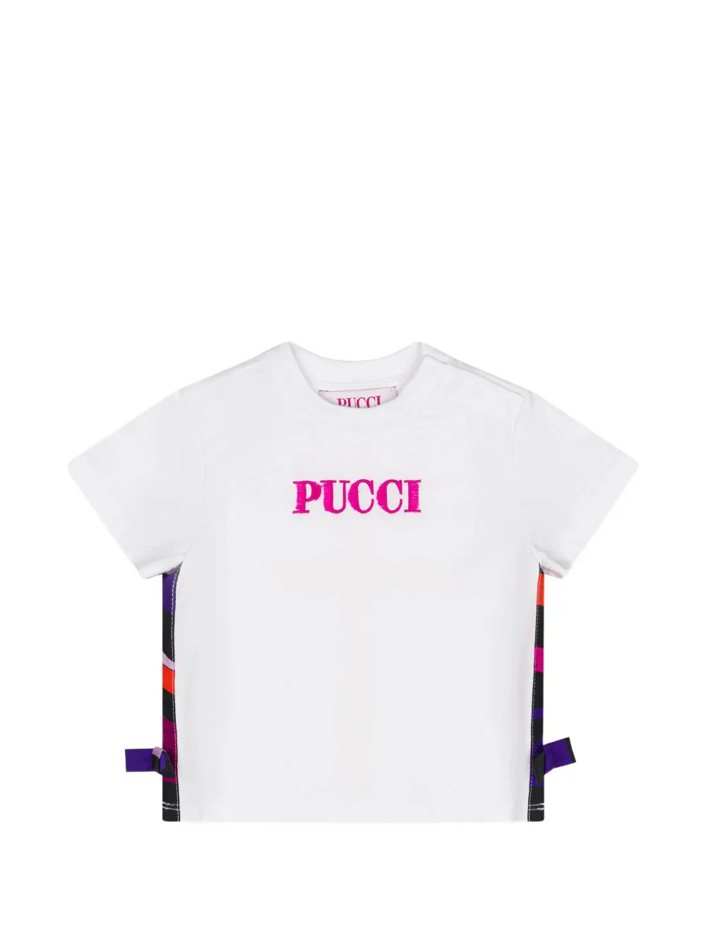 PUCCI Junior Marmo-print logo-embroidered T-shirt - Bianco