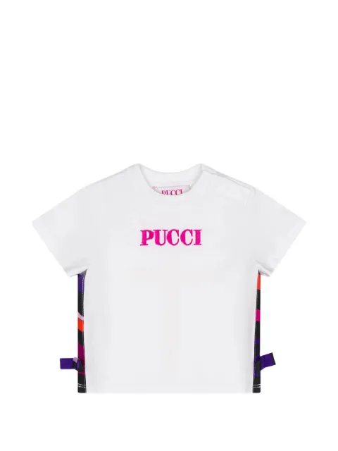 PUCCI Junior Marmo-print logo-embroidered T-shirt