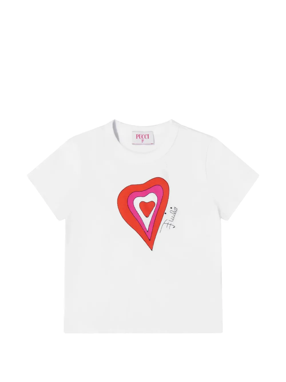 PUCCI Junior heart-print T-shirt - Bianco