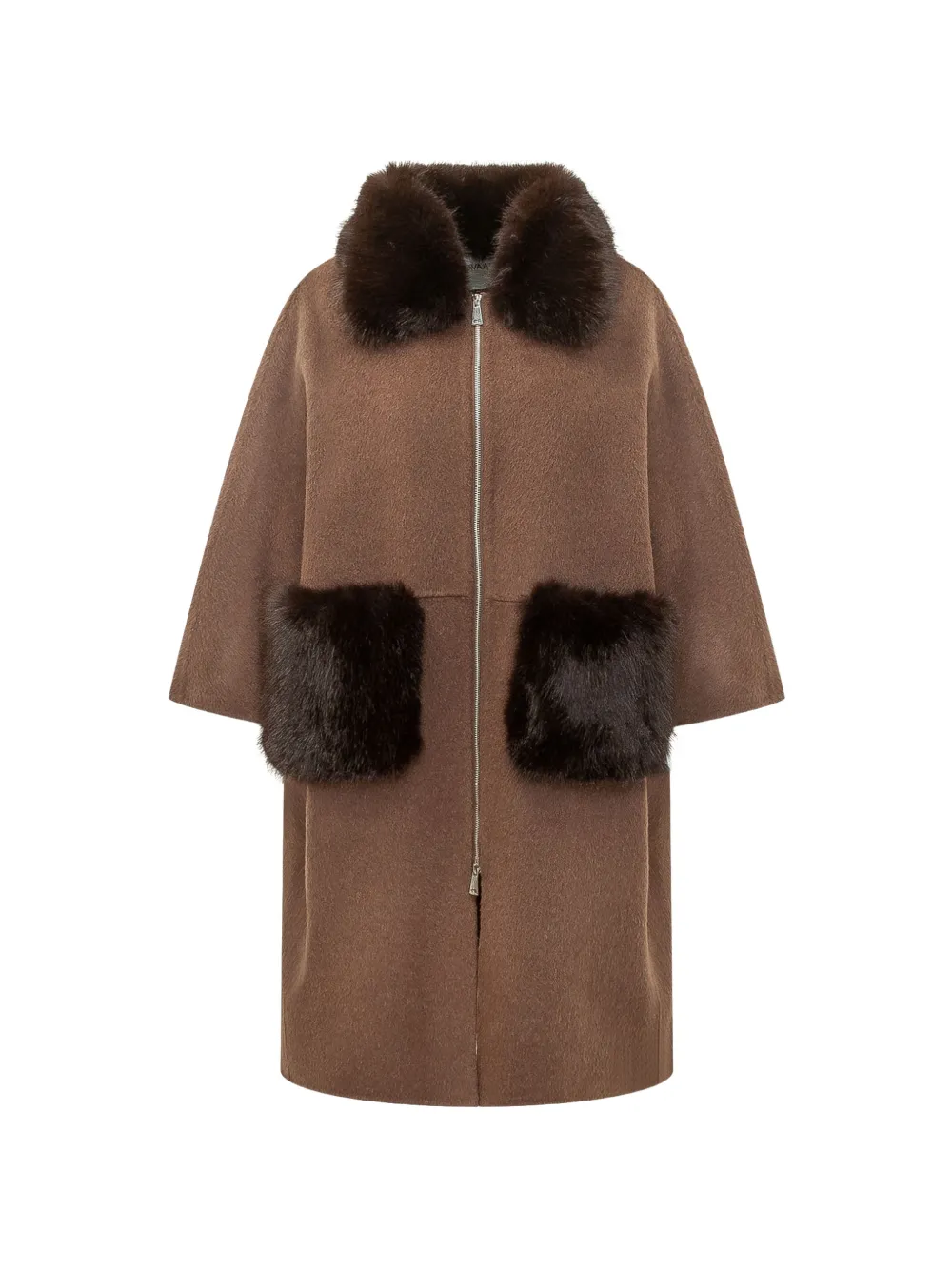 Ava Adore faux fur-trim zip-up coat