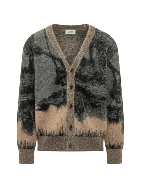 Laneus landscape-pattern V-neck cardigan
