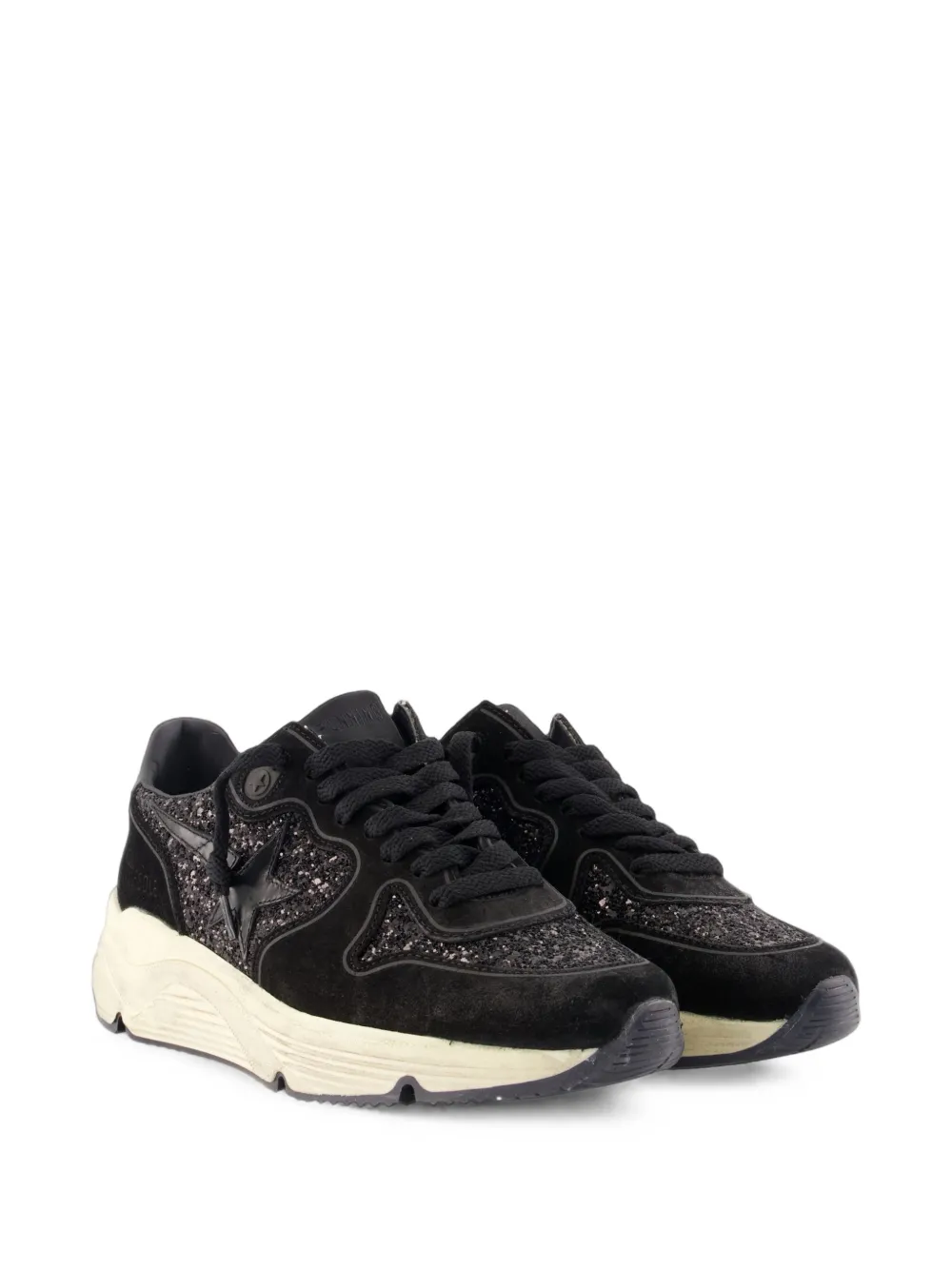 Golden Goose Running glitter-embellished sneakers Zwart