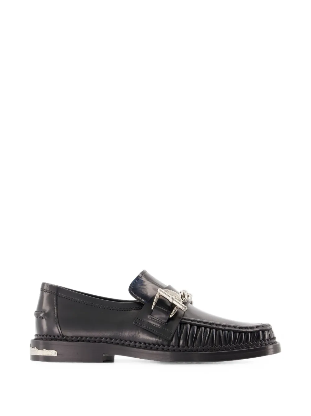 Toga Pulla chain-embellished ruched leather loafers - Nero