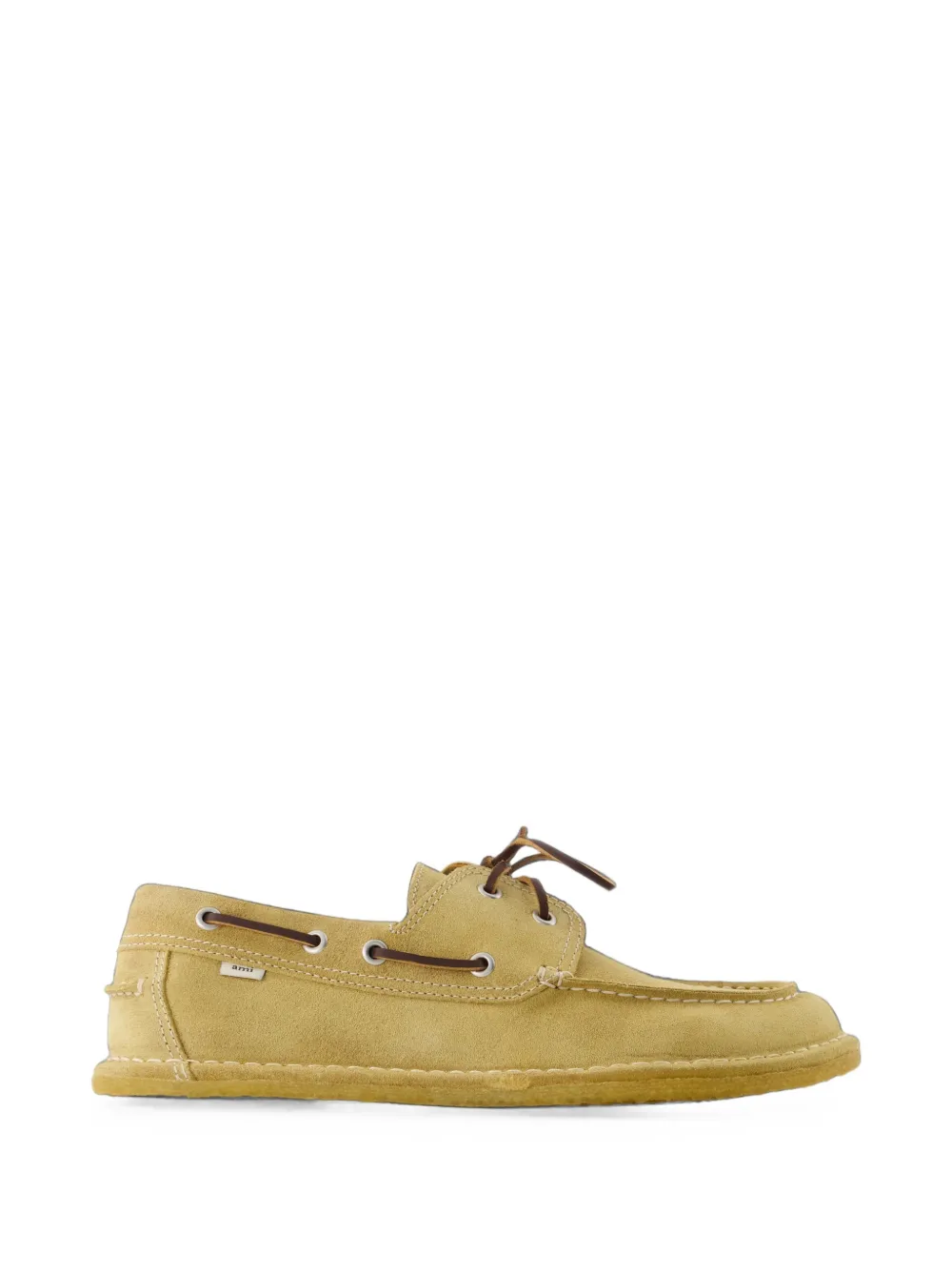 AMI Paris beige cow leather boat shoes