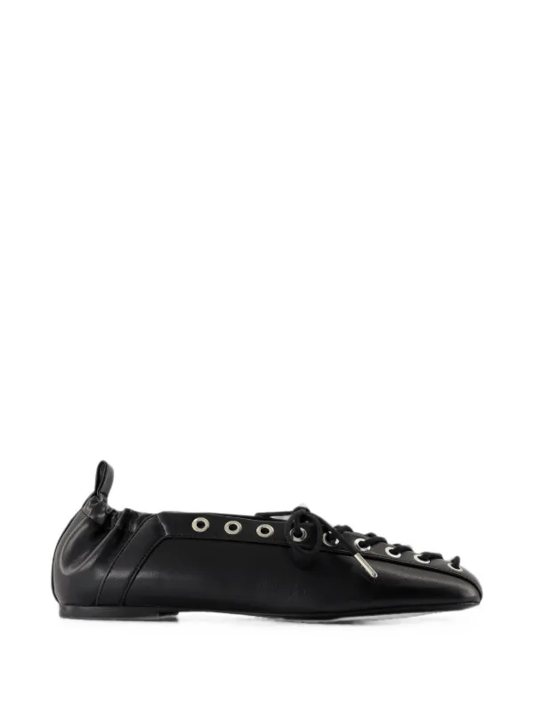 GANNI eyelet-embellished lace-up Ballet Flats | ブラック | FARFETCH JP