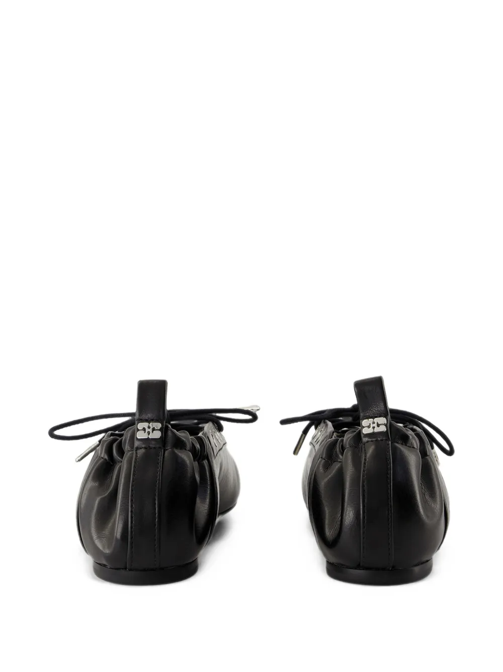 GANNI eyelet-embellished lace-up ballet flats Zwart