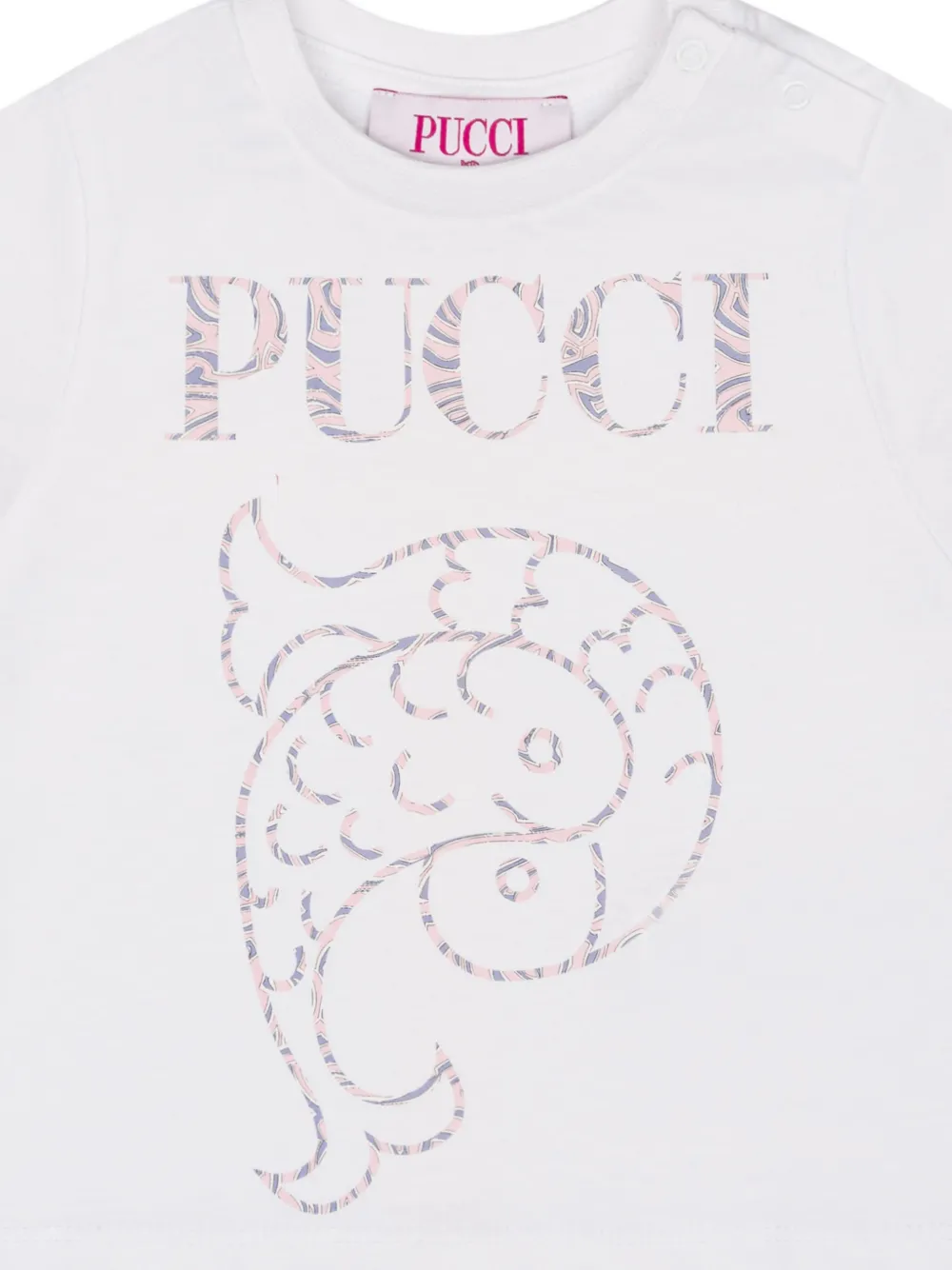 PUCCI Junior T-shirt met logoprint en Pesce-print Wit