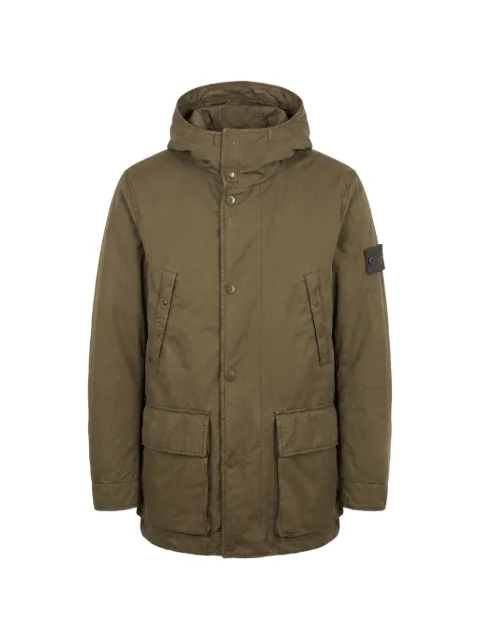 Stone Island logo-patch hooded coat