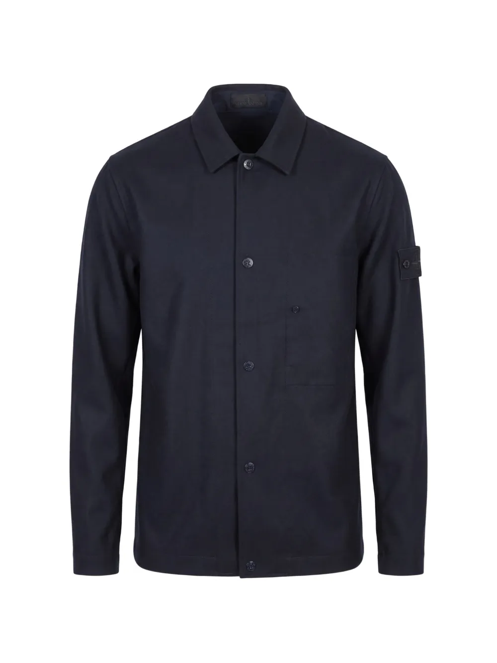 Stone Island logo-patch button-up shirt - Blu