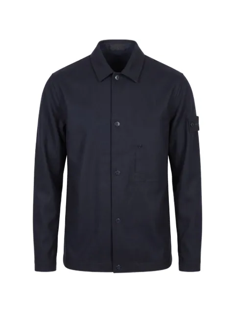 Stone Island logo-patch button-up shirt