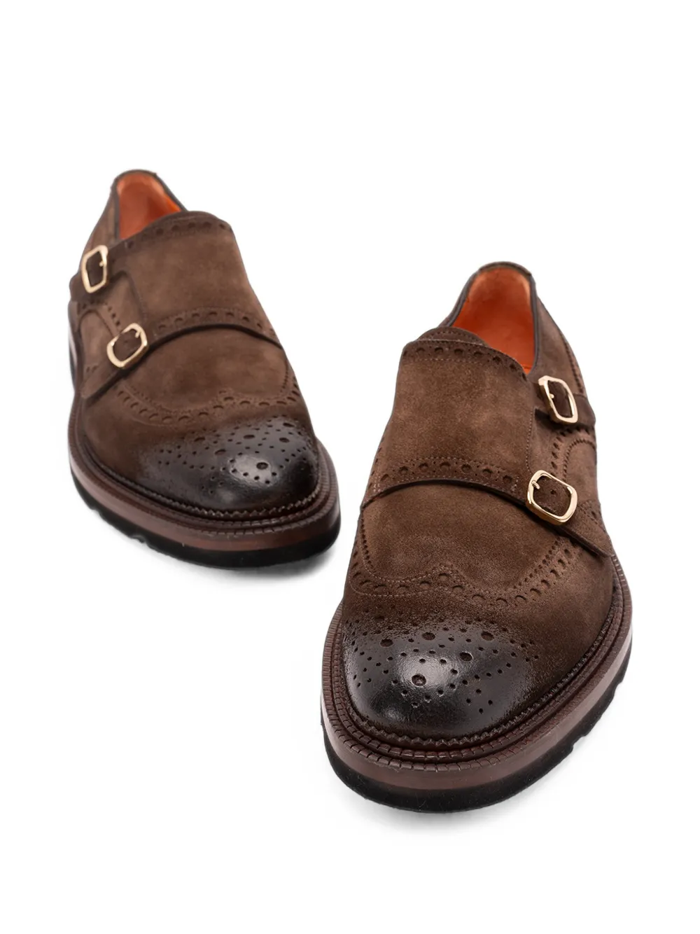 Santoni Kalamabuck double-strap loafers Bruin