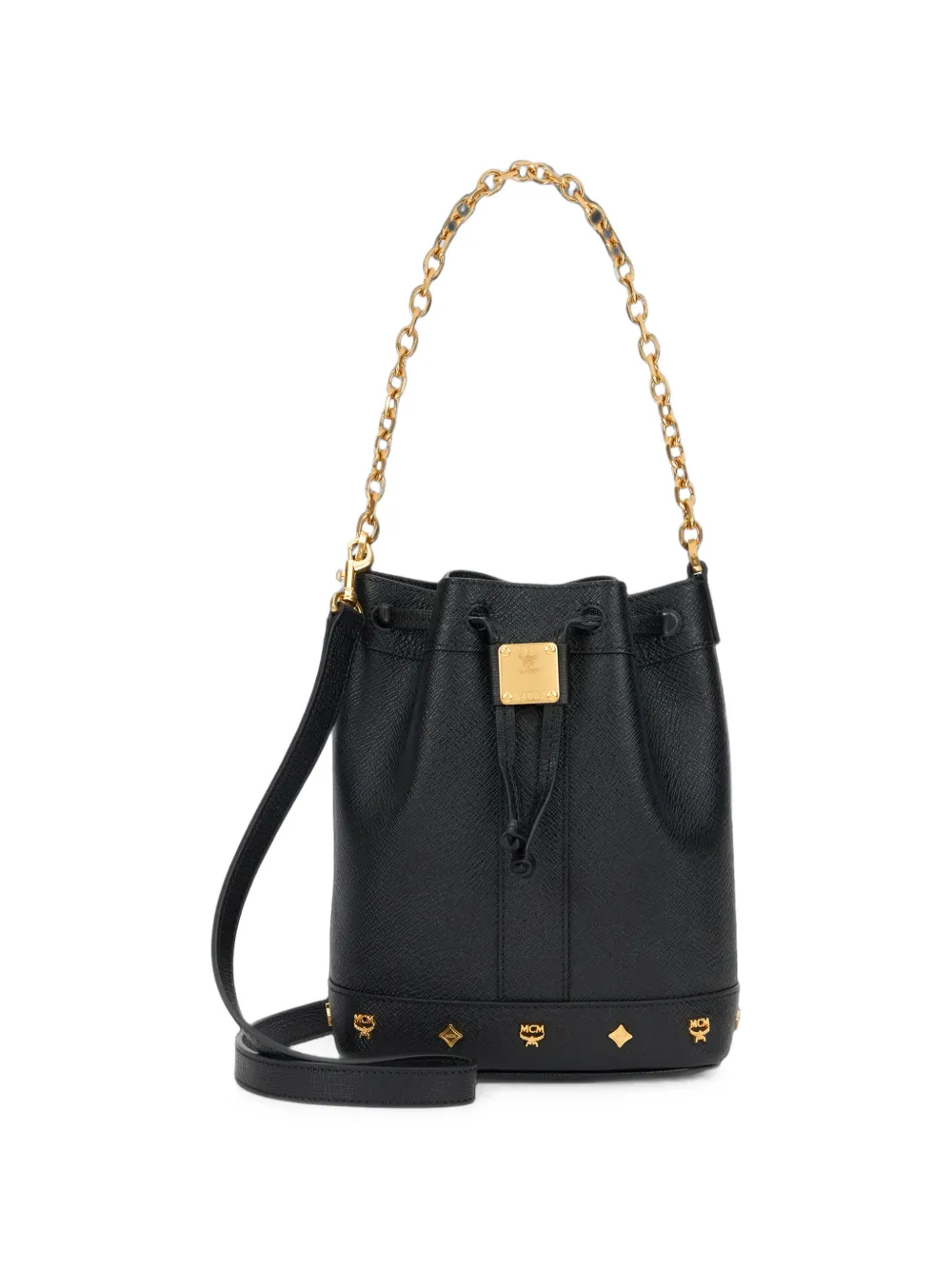 MCM Pina kleine bucket-tas met logoplakkaat Zwart