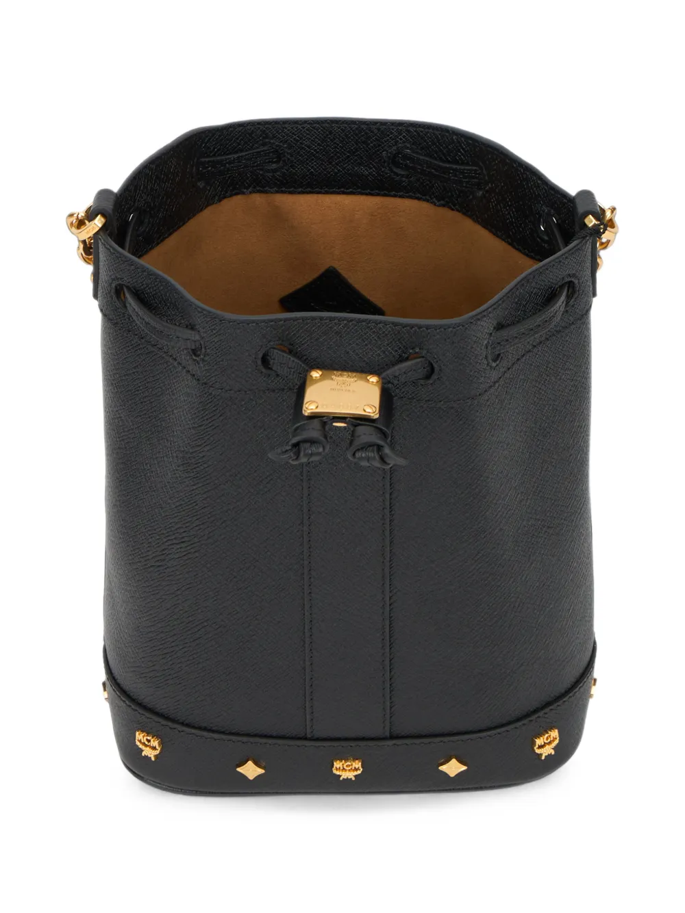 MCM Pina kleine bucket-tas met logoplakkaat Zwart