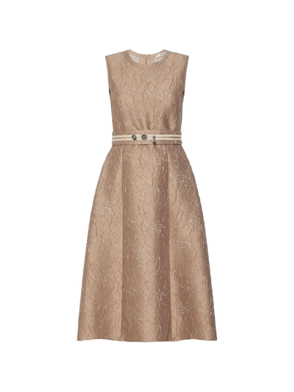 Max Mara robe mi-longue Stmskipper ceinturée à fleurs en jacquard - Marron Max Mara robe mi-longue Stmskipper ceinturée à fleurs en jacquard - Marron