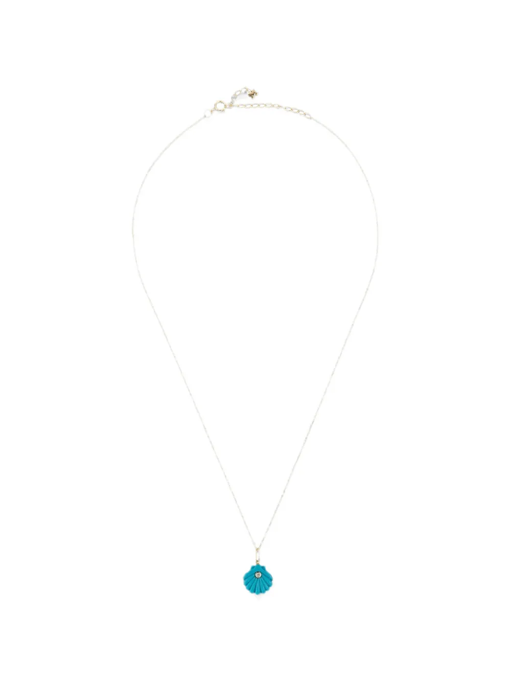 Mateo Venus Shell turquoise and diamond necklace - Gold