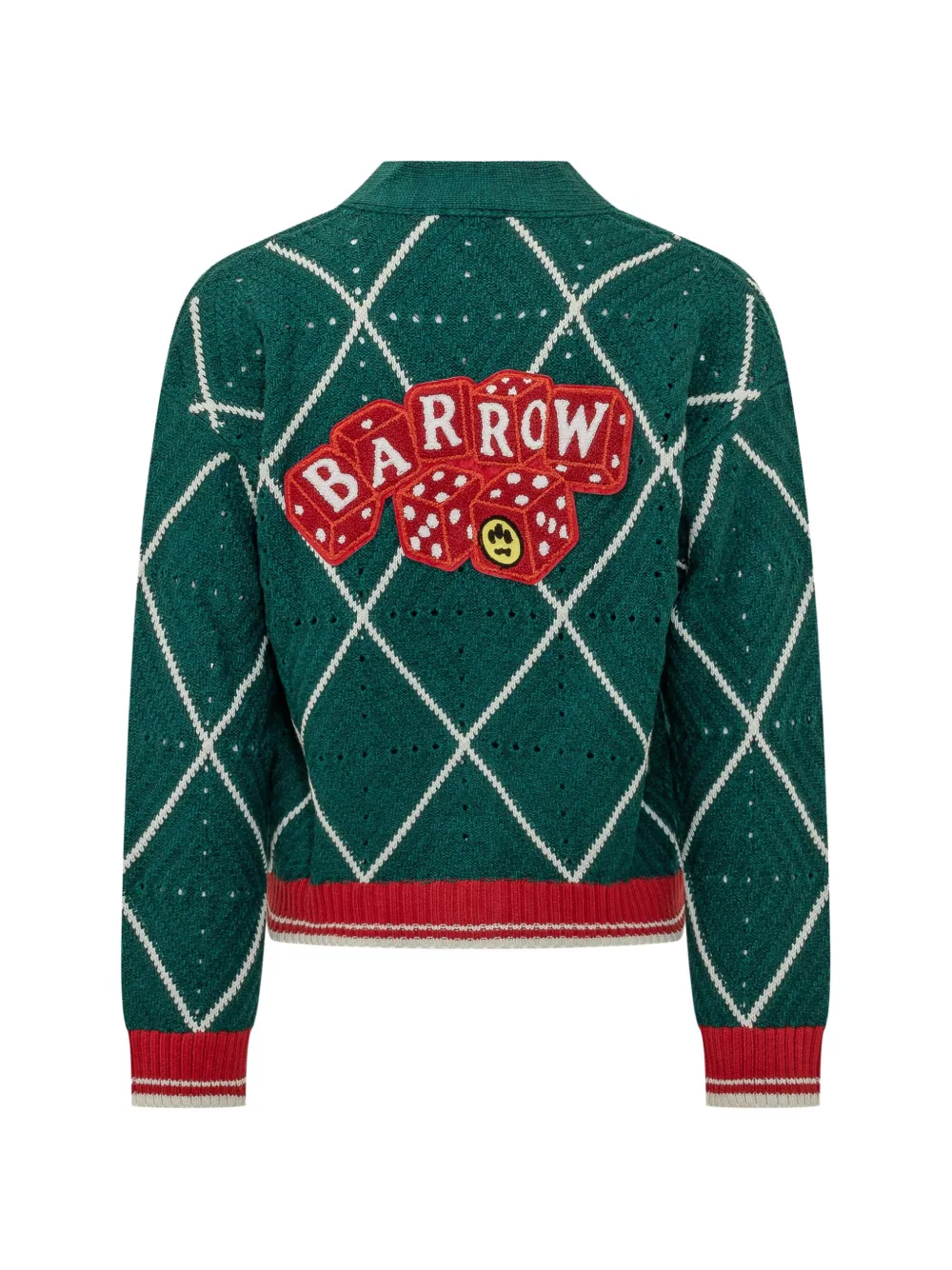BARROW argyle-knit logo-patch cardigan Groen