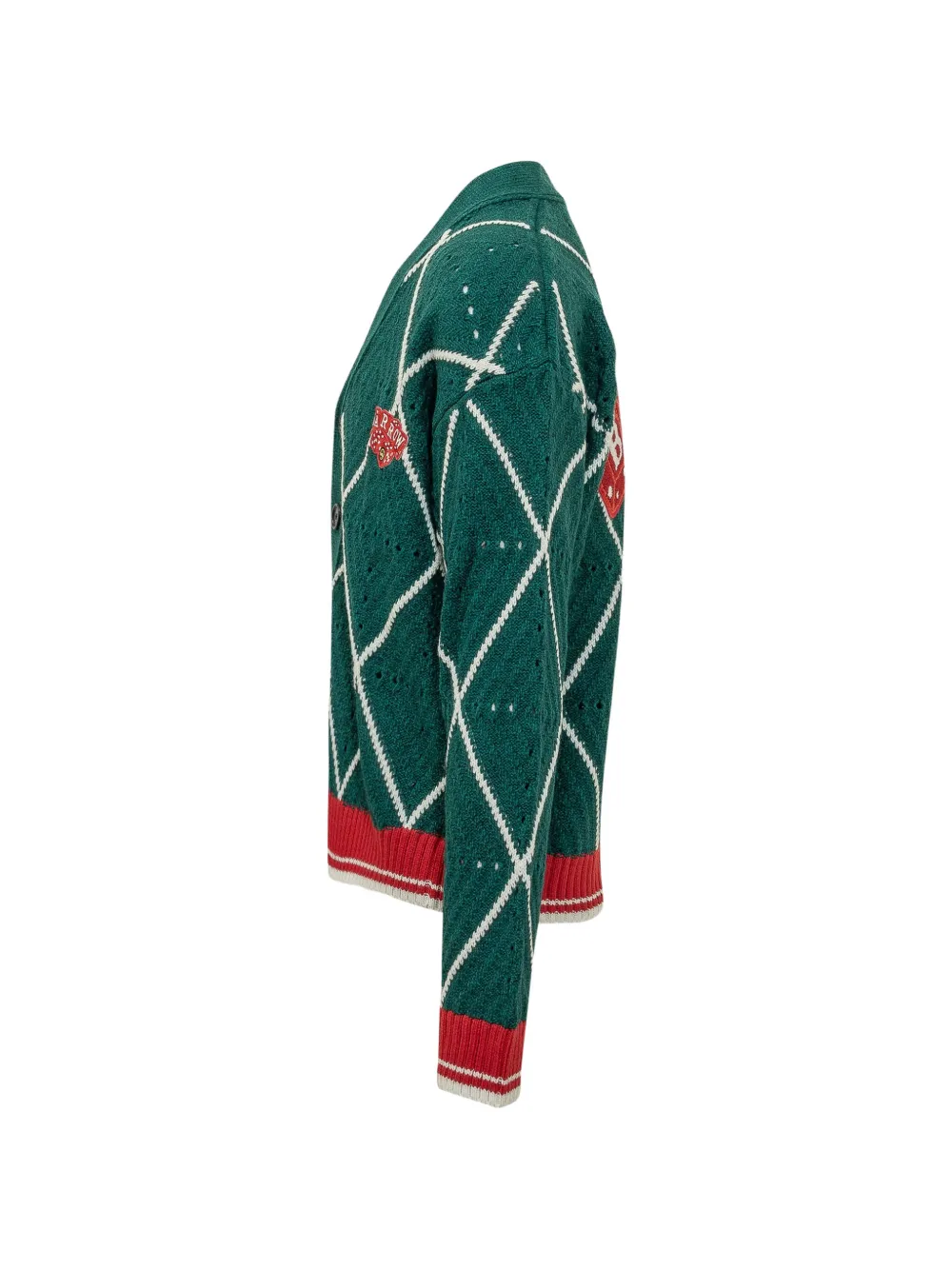 BARROW argyle-knit logo-patch cardigan Groen
