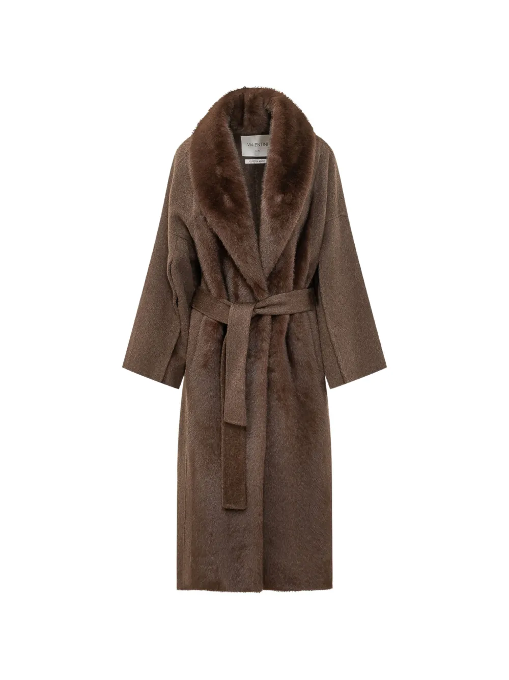 VALENTINI 1972 belted faux-fur trim coat