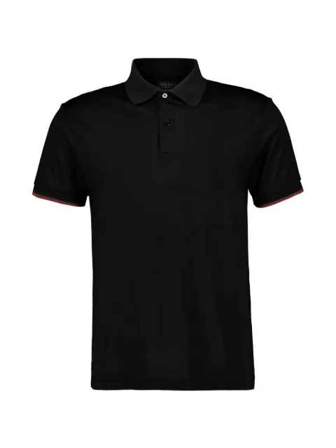 Gucci Web-stripe silk polo shirt