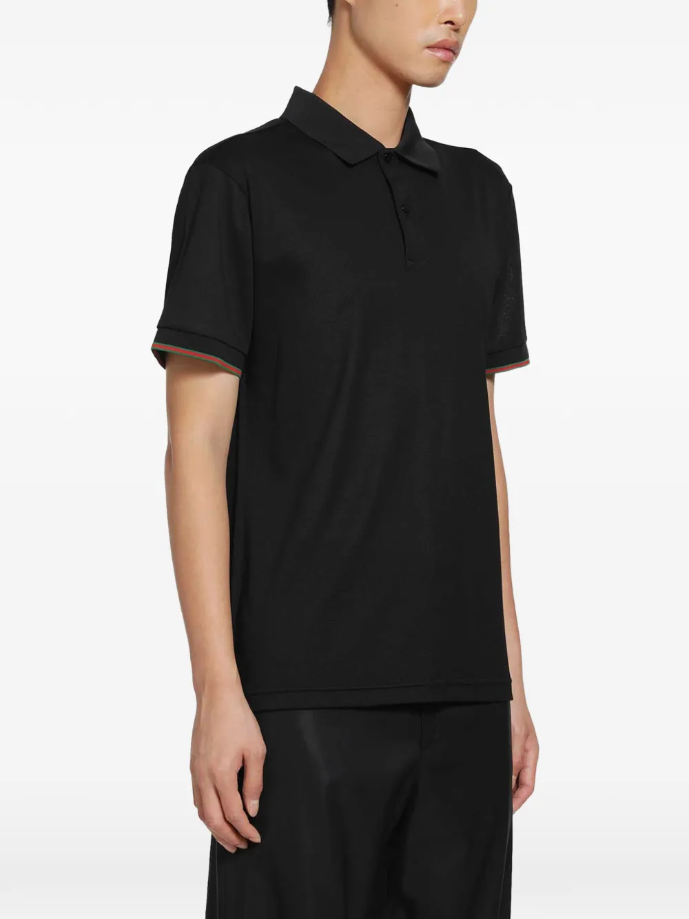 Gucci Zijden poloshirt met Web-streep Zwart