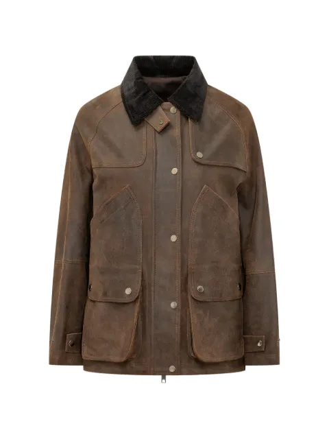 D-FOUR corduroy-collar storm-flap coat