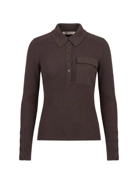 Ports 1961 ribbed-knit chest-pocket polo top