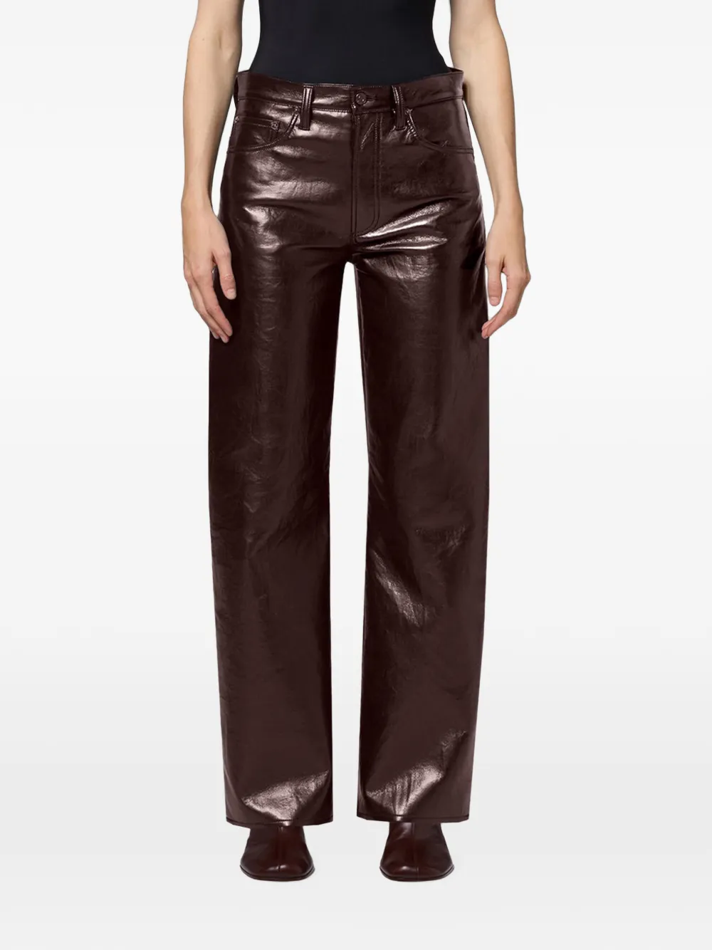 AGOLDE arched-silhouette wide-leg trousers - Marrone
