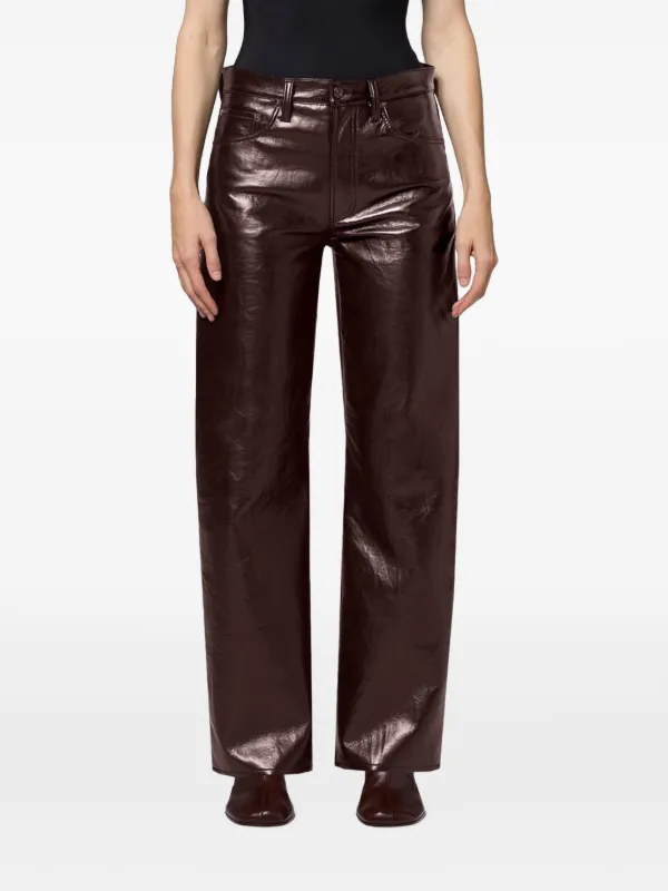 Agolde Arched-silhouette Wide-leg Trousers in Brown
