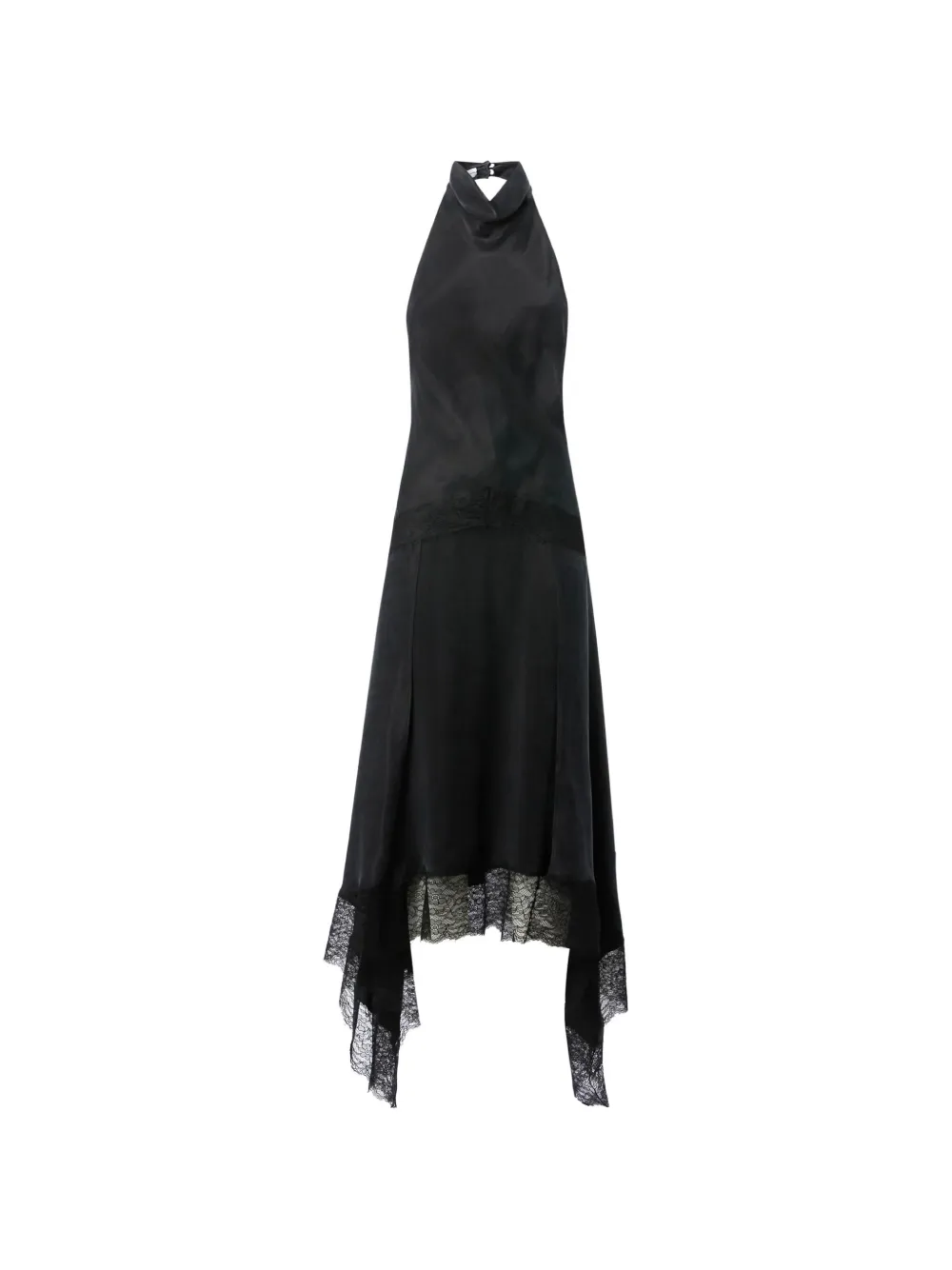 THE ANDAMANE Tish lace-trim handkerchief-hem maxi dress - Schwarz