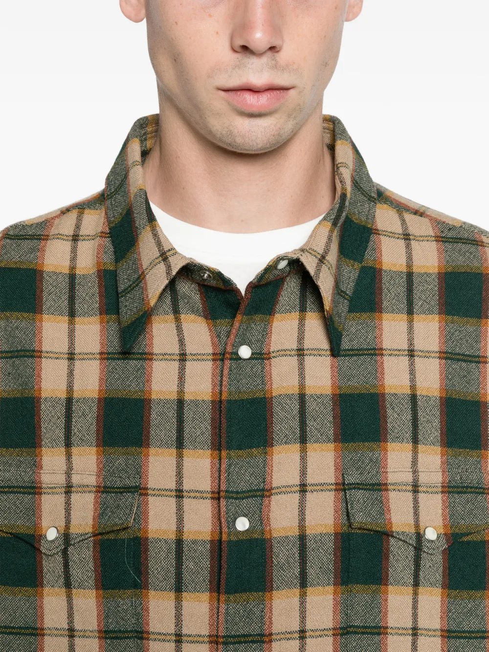 visvim Meridian check flannel shirt Beige