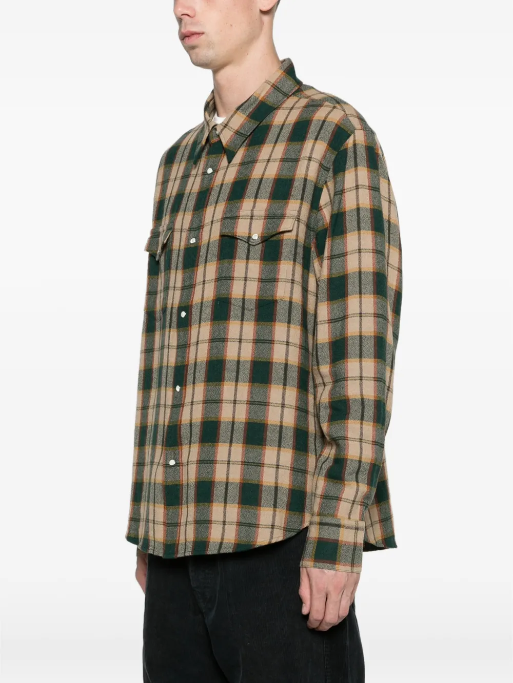 visvim Meridian check flannel shirt Beige