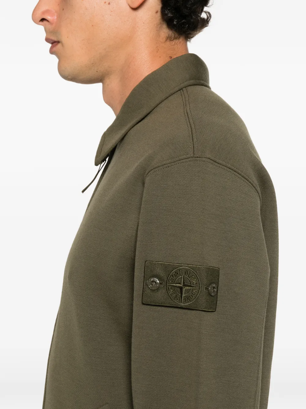 Stone Island logo-patch zip-up sweater Groen