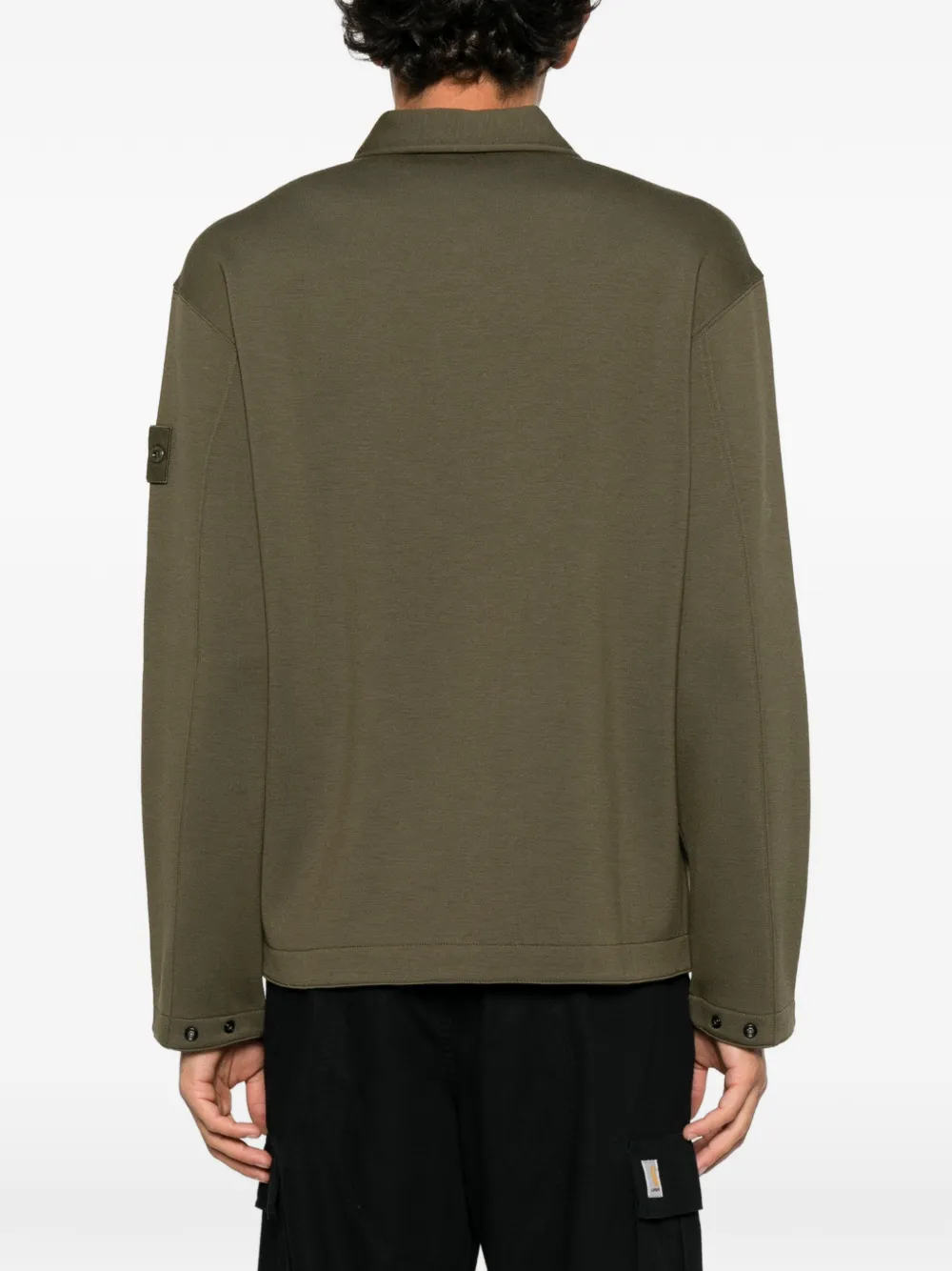 Stone Island logo-patch zip-up sweater Groen