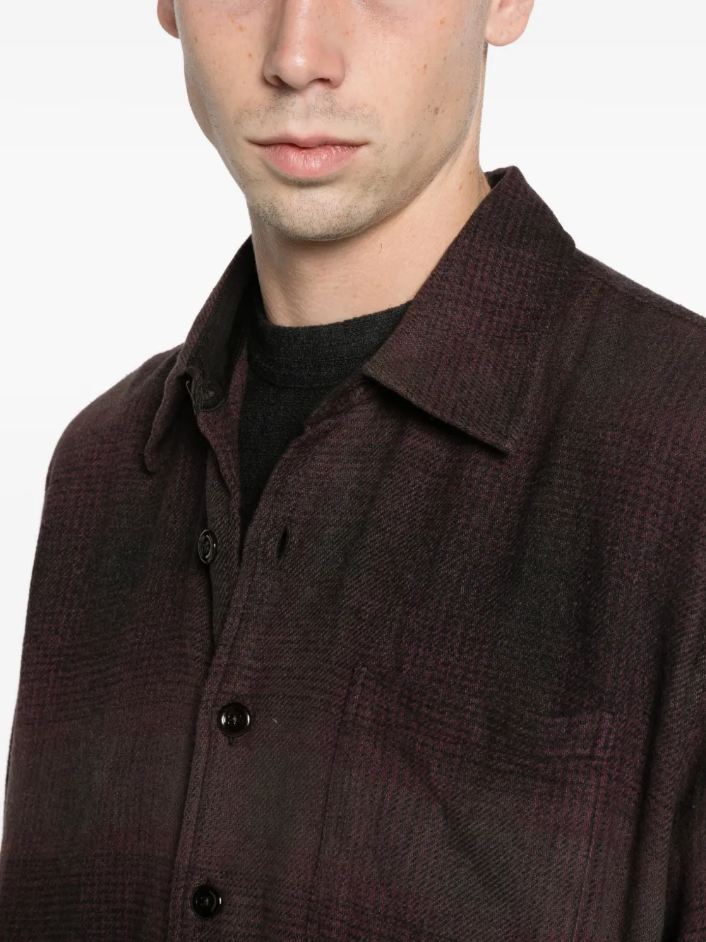 OUR LEGACY Above shirt cordial dusk check grain weave Paars