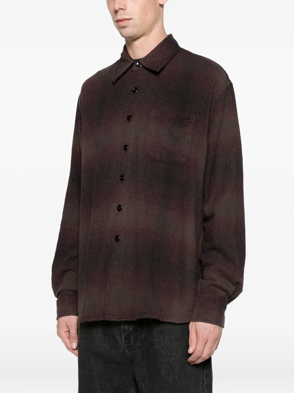 OUR LEGACY Above shirt cordial dusk check grain weave Paars