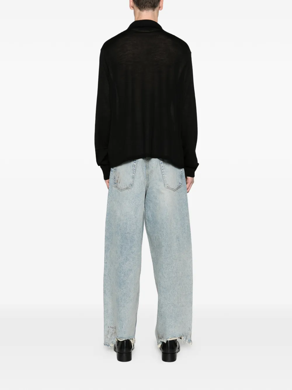 OUR LEGACY fall cardigan black superfine merino Blauw