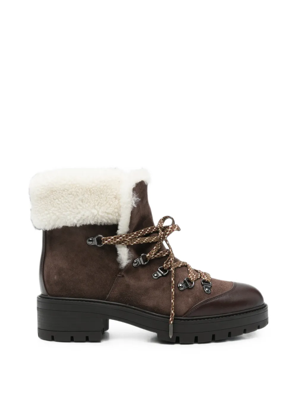 Aquazzura Val d'Isere shearling-trim ankle boots - Marrone