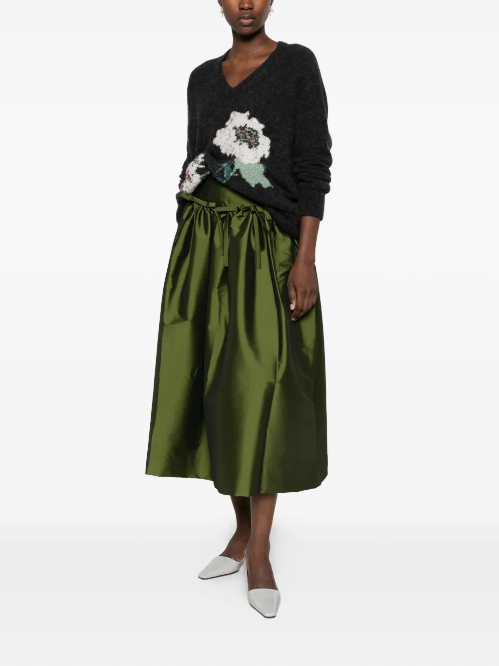 Bernadette Oscar midi-rok met strikdetail Groen