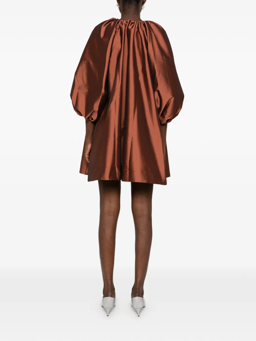 Bernadette George mini-jurk met pofmouwen Bruin