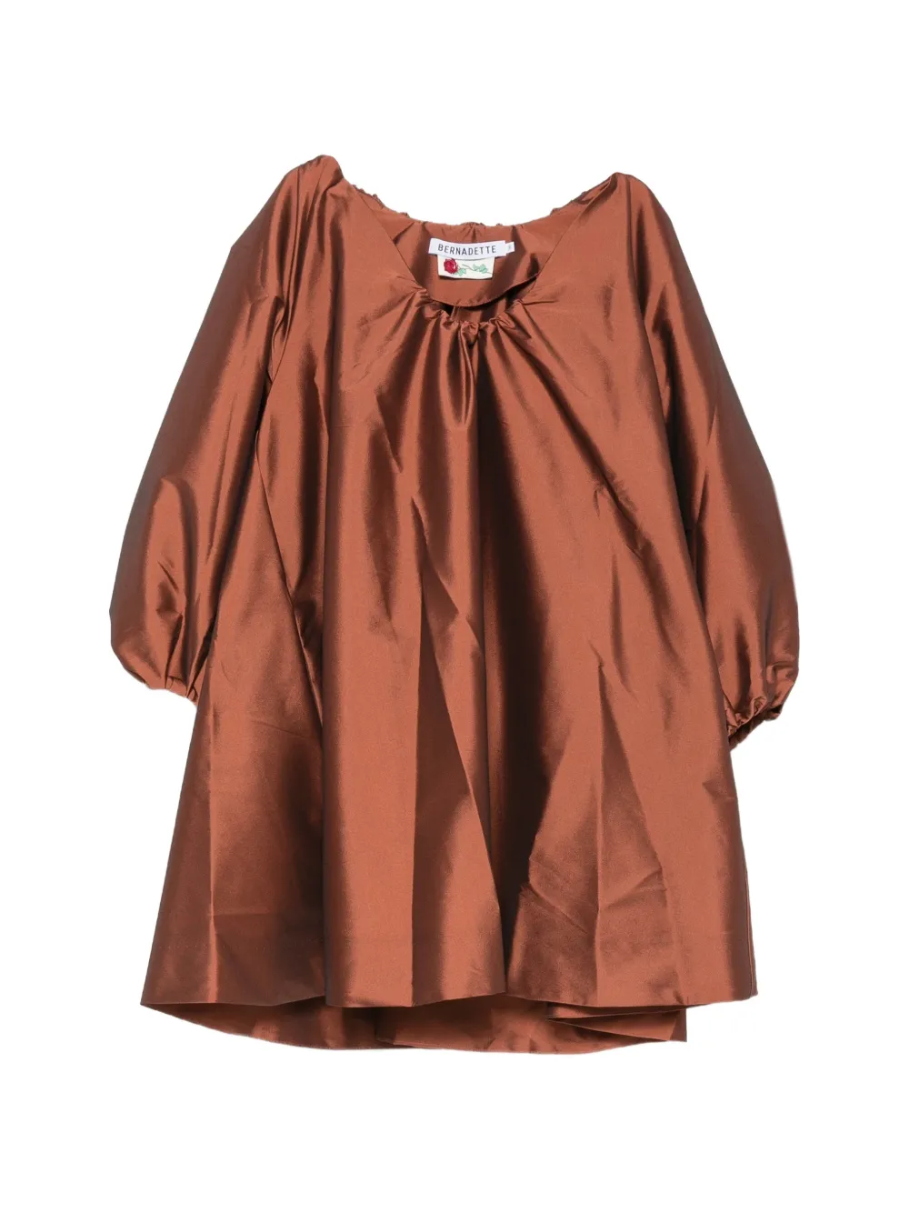 Bernadette George puff-sleeve mini dress in Brown