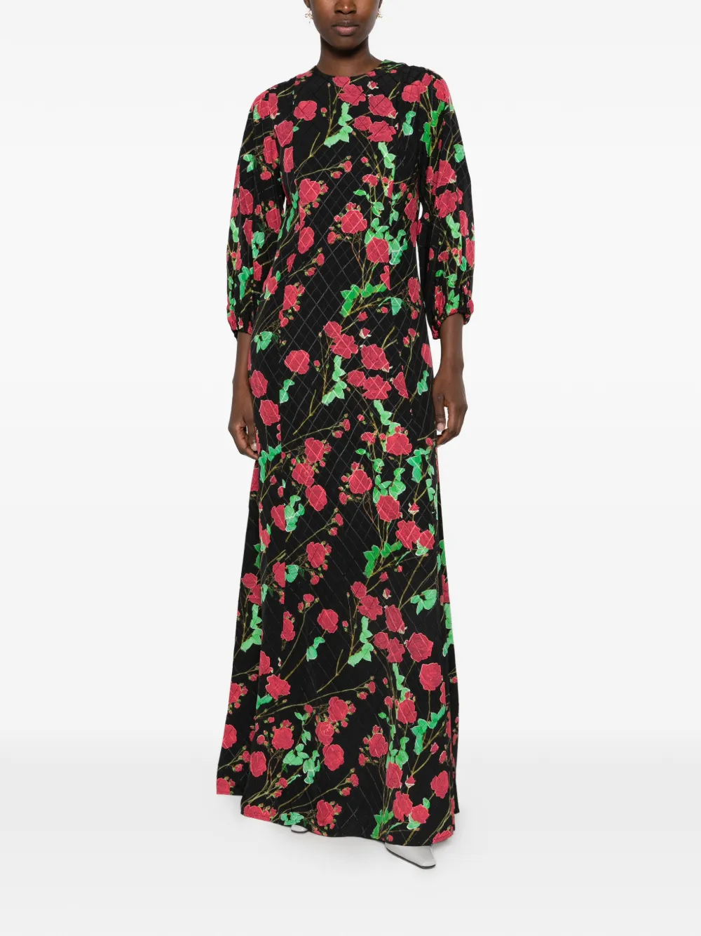 Bernadette Roxette maxi-jurk met bloemen-print Zwart