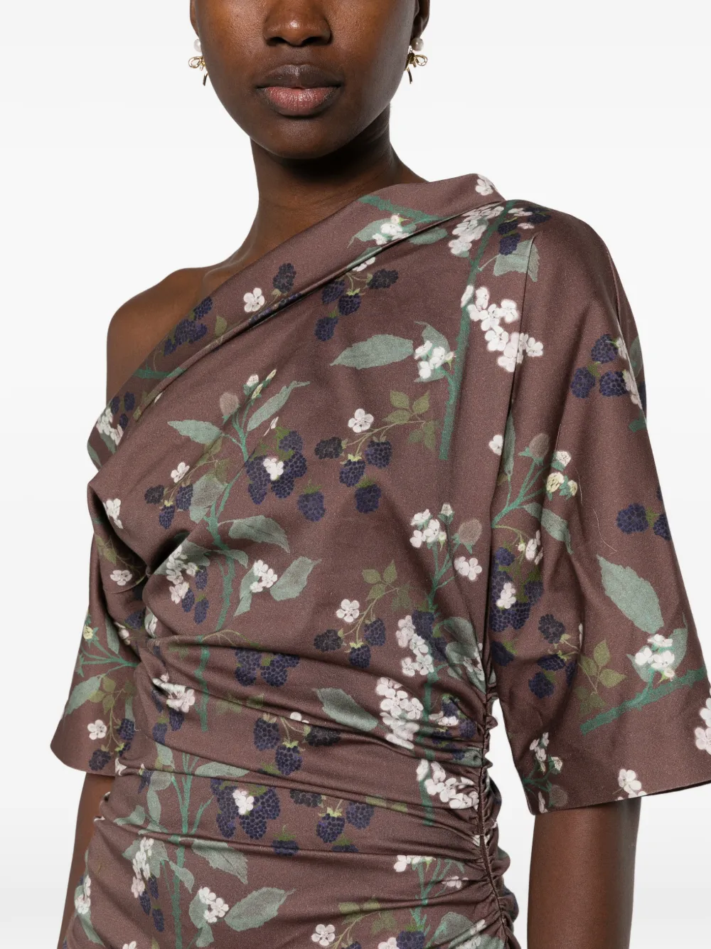 Bernadette Bowery midi-jurk met bloemen-print Bruin