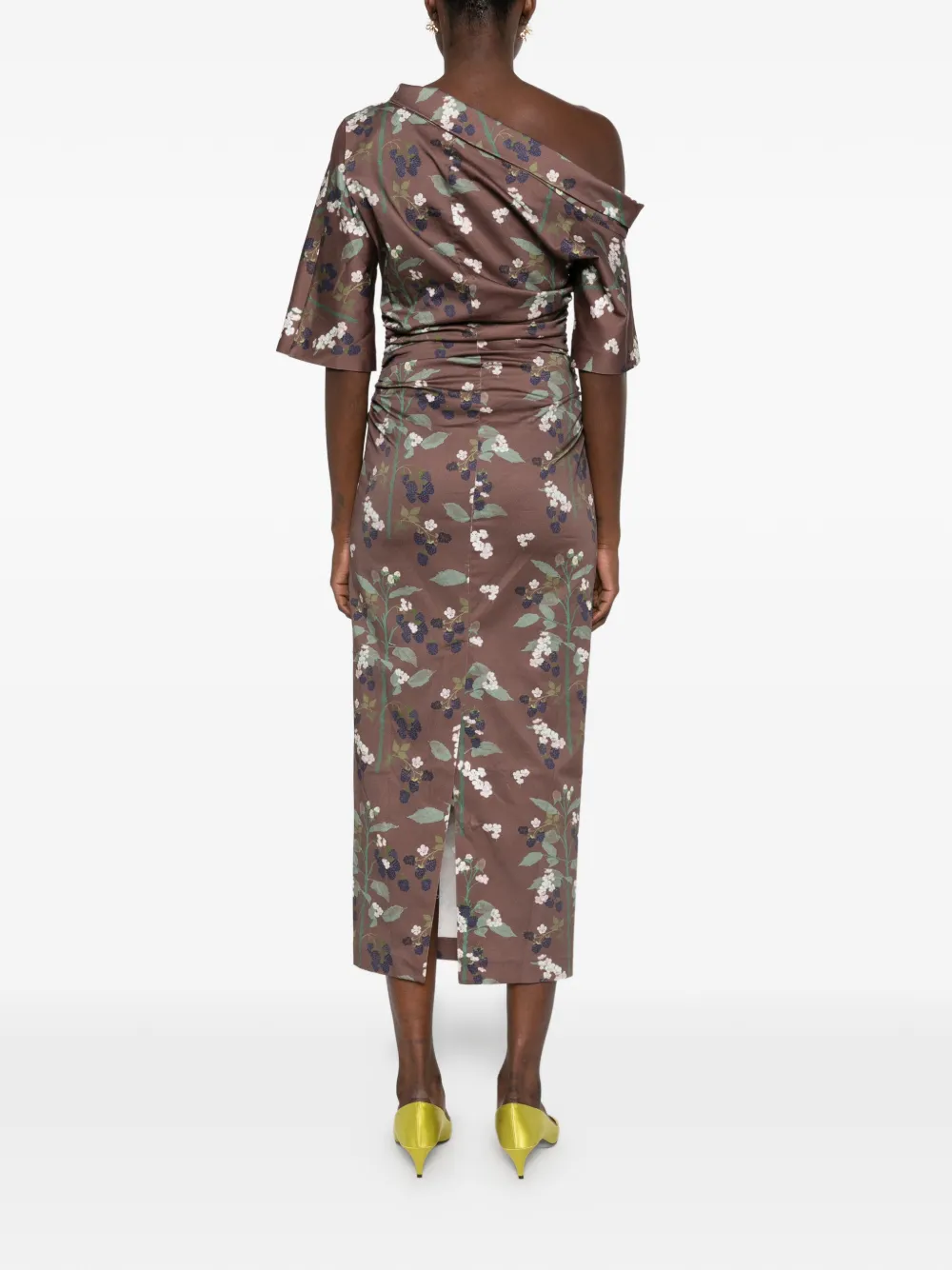 Bernadette Bowery midi-jurk met bloemen-print Bruin