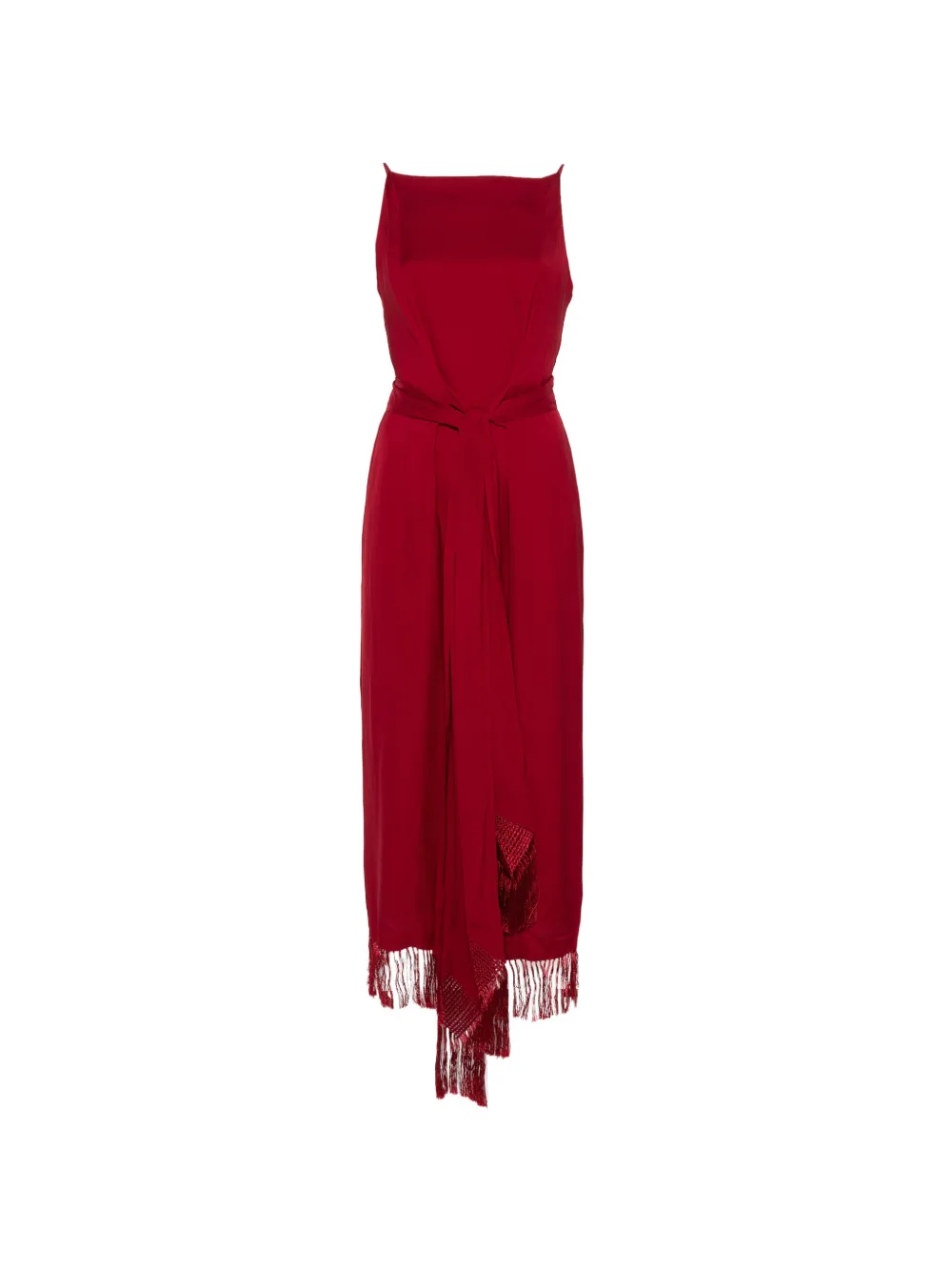 Polo Ralph Lauren column fringe dress Rood