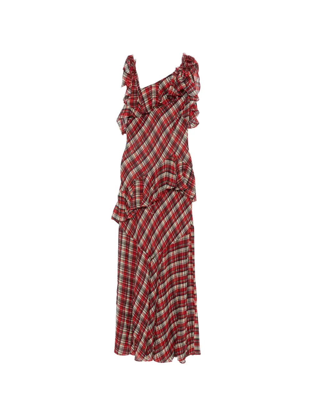 DÔEN Fernanda ruffled plaid maxi dress