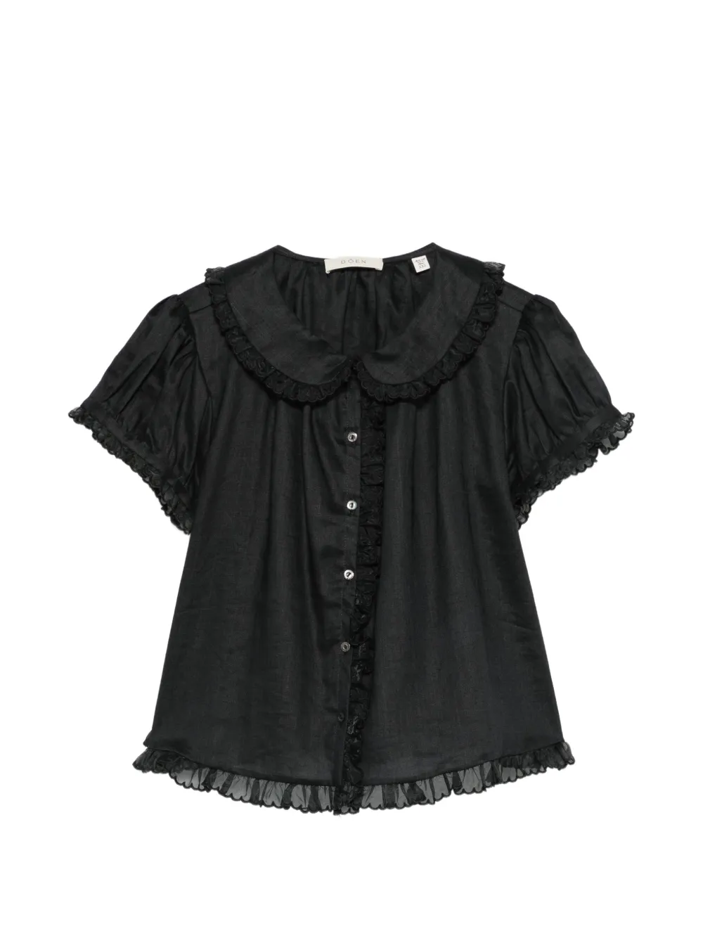 DÔEN Top Karina con ruches - Nero