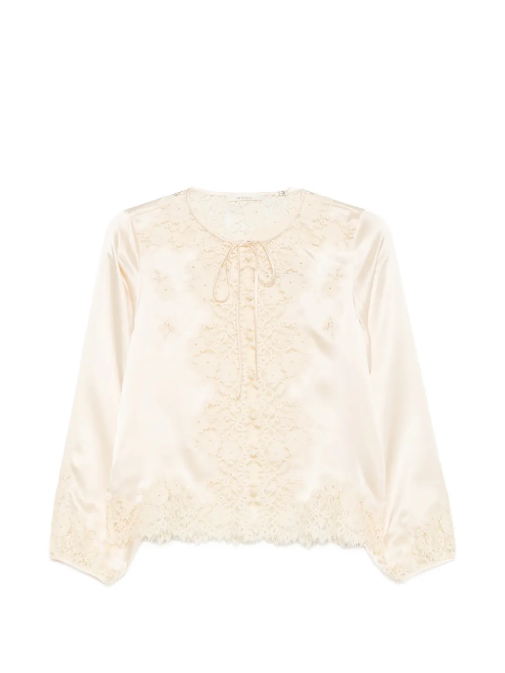 Doen Lucine Lace-panel Blouse In 뉴트럴