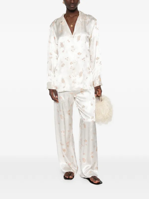 DÔEN Lavona floral-jacquard Trousers | Neutrals | FARFETCH